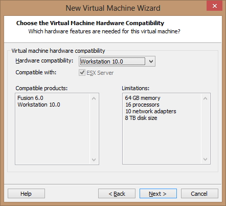 5 - Choose the Virtual Machine Hardware Compatibility